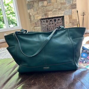 Emerald Green Coach brand Leather Tote Bag